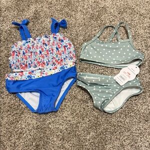 Wonder Nation Kids Swim Bikinis - Blue and Green